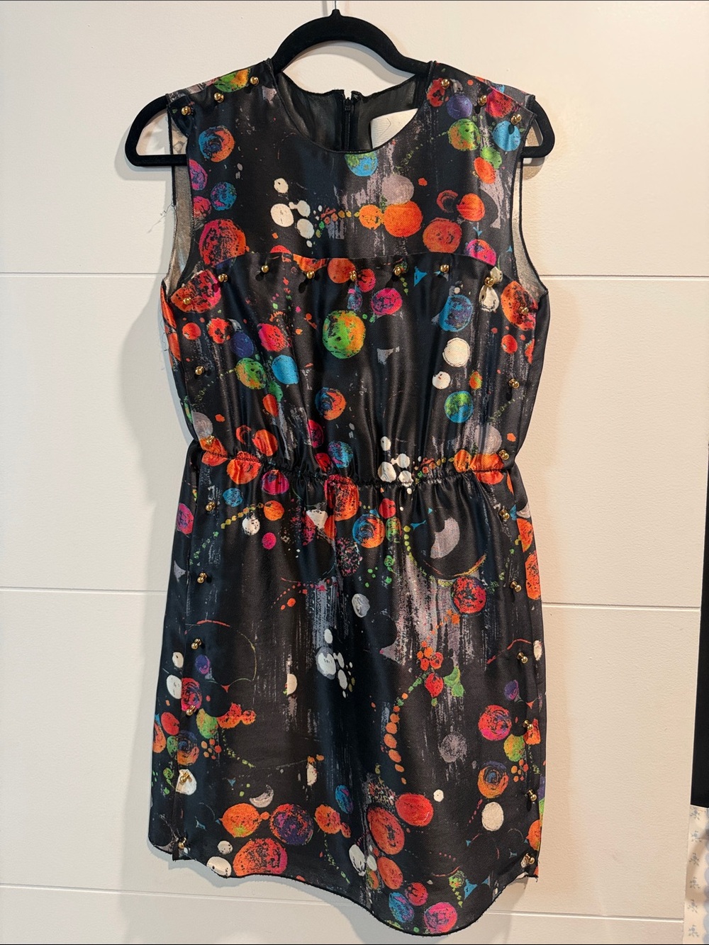 3.1 Phillip Lim Black Multicolor Bubble Print Sleeveless Dress